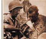 Alvin Josephy serving as a marine correspondent in the Pacific during WWII.