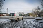 A truck waits for traffic to clear on Powell Boulevard , Feb. 21, 2018.