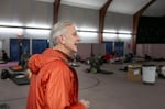 Mayor Elect Keith Wilson walks through the overnight shelter room in Portland Central Church of the Nazarene in southeast Portland, Ore., Nov. 19, 2024. Addressing homelessness by increasing the number of overnight shelters like this one was a central focus of Wilson's mayoral campaign.