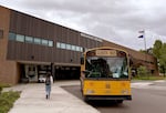 A school bus in front of McKay High School in Salem, Ore. on May 22, 2024.