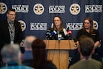 Deschutes County Health Services director Holly Harris speaks during a press conference at Bend Municipal Court on Oct. 16, 2026 in Bend, Ore. 