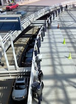 Alaska Airlines pilots picket at Portland International Airport Friday, April 1, 2022, protesting an impasse in a nearly three-year contract negotiation. Flights were canceled on the West Coast, including 20 in Portland.