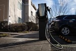 Electric car charging stations are seen at the Residence Inn by Marriott in Northeast Portland on Thursday, Feb. 28, 2019.