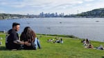 Seattle residents enjoy a rare perfect mild spring day overlooking Lake Union. If climate change continues as expected, people in the Northwest would see a 10 percent increase in mild days.  