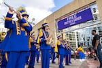 The Booker T. Washington High School band plays outside the Toyota Center during a rally on June 6, 2022 demanding WNBA player Brittney Griner be freed from Russian captivity. Full story here.