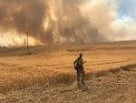 The Substation Fire burning east of The Dalles, Ore.