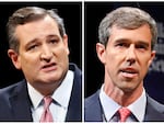 FILE - This combination of Sept. 21, 2018, file photos shows Texas U.S. Senate candidates in the November 2018 election from left, incumbent GOP Sen. Ted Cruz, left, and former Democratic U.S. Representative Beto O'Rourke.