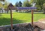 A sign for the Inland Northwest Musicians in McKenzie Park in Hermiston, Ore. on Aug. 20, 2026. The regional orchestra has been bringing classical music to nine counties across northeastern Oregon and southeastern Washington since 1999.