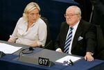 Jean-Marie Le Pen and his daughter Marine Le Pen sit at the European Parliament in Strasbourg in 2009.