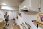 FILE: In this 2022 file photo, the basement of the Musser family home in Portland is heated with ductless mini-splits. The single-family home was retrofitted to reduce the family’s carbon footprint. Now Portland is preparing to launch a grant program to help low- and moderate-income households in the city pay for similar upgrades.