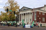 Corvallis city workers held a picket line in front of the Corvallis City Hall on Oct. 14, 2026.