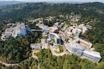 An aerial photograph shows the Oregon Health & Science University campus in Southwest Portland, Ore.