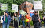 Nurses picket in front of Providence Portland Medical Center, Monday, June 19, 2023. 