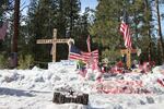 Supporters of LaVoy Finicum and the militants built a memorial on the side of Highway 395, where Finicum was fatally shot by police on Jan. 26, 2016.