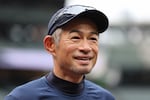 Ichiro Suzuki looks on before a game between the Seattle Mariners and the St. Louis Cardinals on April 21, 2023 in Seattle, Wash. Suzuki was elected to Baseball's Hall of Fame Tuesday following his stellar career.