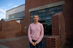 Megan Perkins, Bend City councilmember and appointed Mayor Pro Tem stands for a photo outside Bend City Hall on Oct. 28, 2024.