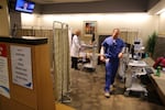 Emergency room staff use the waiting room to see patients and shrink wait times at St. Charles hospital in Bend, March 19, 2019. 