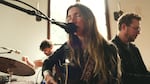 Anna Tivel (center) performs with her band on May 1, 2024, at St. Stephen's Episcopal Parish in downtown Portland.