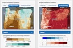 These maps show precipitation (left) and temperature conditions (right) over the past 30 days, as of Dec. 15, 2025.