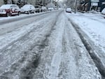 Packed ice on Milwaukie Avenue in Sellwood, Feb. 23, 2023. 