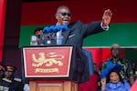 Malawi's newly sworn-in President Peter Mutharika makes his inaugural speech during his swearing-in and inauguration ceremony at Kamuzu Stadium in Blantyre, on October 4, 2025.