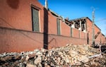 A view of the wall of a local zinc plant which was damaged by a shockwave from a meteor in the Urals city of Chelyabinsk, on February 15, 2013.