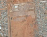 A satellite image shows a displacement camp in El-Obeid, Sudan, on 24 March 2026, amid ongoing conflict and mass displacement.