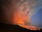 This provided photo shows the Wrights Spring Fire burning in Klamath County on Aug. 6, 2026