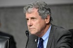 Sen. Sherrod Brown (D-Ohio) looks on during a Senate Committee hearing on May 16, 2023.