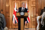 Britain's Prime Minister Keir Starmer attends a press conference to announce government action to protect children online, at Downing Street in central London, Monday, June 15, 2026.