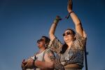 Whitney Garcia-Jacobson dances during Brandi Carlile's set during "Joni Jam" at the Gorge Amphitheatre on Saturday. "I mean, Brandi Carlile and Joni Mitchell? It's a once in a lifetime opportunity," Garcia-Jacobson said.
