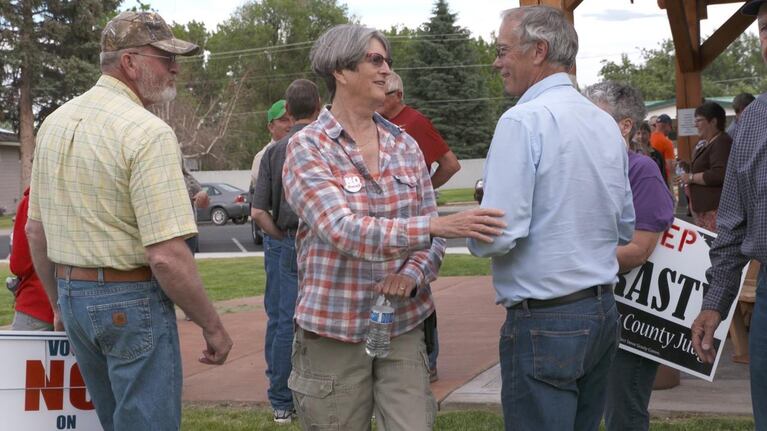 Supporters of Harney County Judge Steve Grasty rallied to demonstrate they'll be voting no in the recall effort.