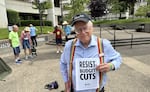 John Alcott of the American Friends Service Committee after a "Declaration of Resistance" event organized by local Quakers and supporters wrapped up on July 4, 2026 at Eugene's Federal Building.