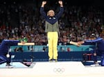 This moment - when silver medalist Simone Biles (L) and bronze medalist (R) Jordan Chiles of the U.S. bowed at gold medalist Rebeca Andrade (C) of Brazil - was one of the most memorable medal ceremonies at the Paris Olympics. Now, with questions swirling about the status of Chiles' bronze medal, it may just be a fleeting memory.