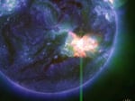 The solar flare as captured by NASA's Solar Dynamics Observatory on May 9, 2024. The flare has triggered a severe geomagnetic storm watch for the first time in nearly 20 years.