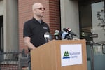 Chris Voss, Multnomah County Emergency Management director, at a Sep. 5, 2024 press conference. Voss said the Portland-area public transit system, TriMet, will be offering free rides to and from cooling centers for free.