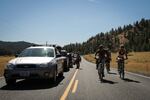Oregon Eclipse Festival-goers make the most of the 20-mile traffic backup leading to Big Summit Prairie in Central Oregon. The Beaver State's roads are expected to face intense traffic in the lead up to the Aug. 21 solar eclipse. 