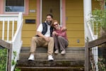 Randal Wyatt, left, and Annie Moss at Wyatt’s Albina neighborhood home in Portland, May 9, 2023. Wyatt purchased the three-bedroom home in 2020 from Moss in an off-market sale.