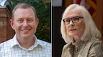 Headshots of a man and woman who are candidates for an election