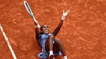 Coco Gauff celebrates after winning her women's singles final match against Belarus' Aryna Sabalenka at the French Open tennis tournament in Paris on Saturday.