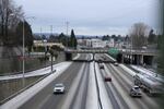 The cars on I-84 move cautiously after last night's winter storm crippled the evening commute. 