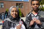 Sabah Targhi, left, and her son Mohamed Hassan caucused for Hillary Clinton in Washington on March 26, 2016.