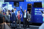 Republican gubernatorial candidate Knute Buehler arrives for his third and final debate with Gov. Kate Brown. 