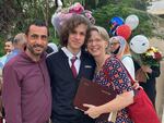 Hisham Awartani with his father, Ali Awartani, and mother, Elizabeth Price. Awartani is a junior at Brown University, studying mathematics and archaeology.
