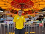 Sean Strauss, ride foreman at Oaks Amusement Park in Portland, Ore., stands in font of his favorite ride: "Rock & Roll."