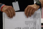 Philadelphia county board of elections staff processing ballots on Election Day at the ballot counting elections warehouse on the outskirts of Philadelphia, Pennsylvania on Nov. 5, 2024.