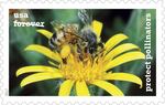 Wildlife photographer Goerge Lepp captured this image of a honeybee on a ragwort folower using a film camera more than 15 years ago. ©2017 USPS
