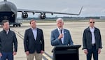 Energy Secretary Chris Wright speaks at a news conference at March Air Reserve Base, Calif., Sunday Feb. 15, 2026.
