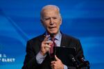 In this Jan. 8, 2021, file photo, President-elect Joe Biden speaks during an event at The Queen theater in Wilmington, Del. A coronavirus action plan from Biden centers on a mass vaccination campaign and closer coordination among all levels of government.
