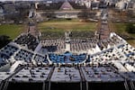 Guests and spectators attend the 59th Presidential Inauguration on the West Front of the U.S. Capitol on Jan. 20, 2021, in Washington, D.C.